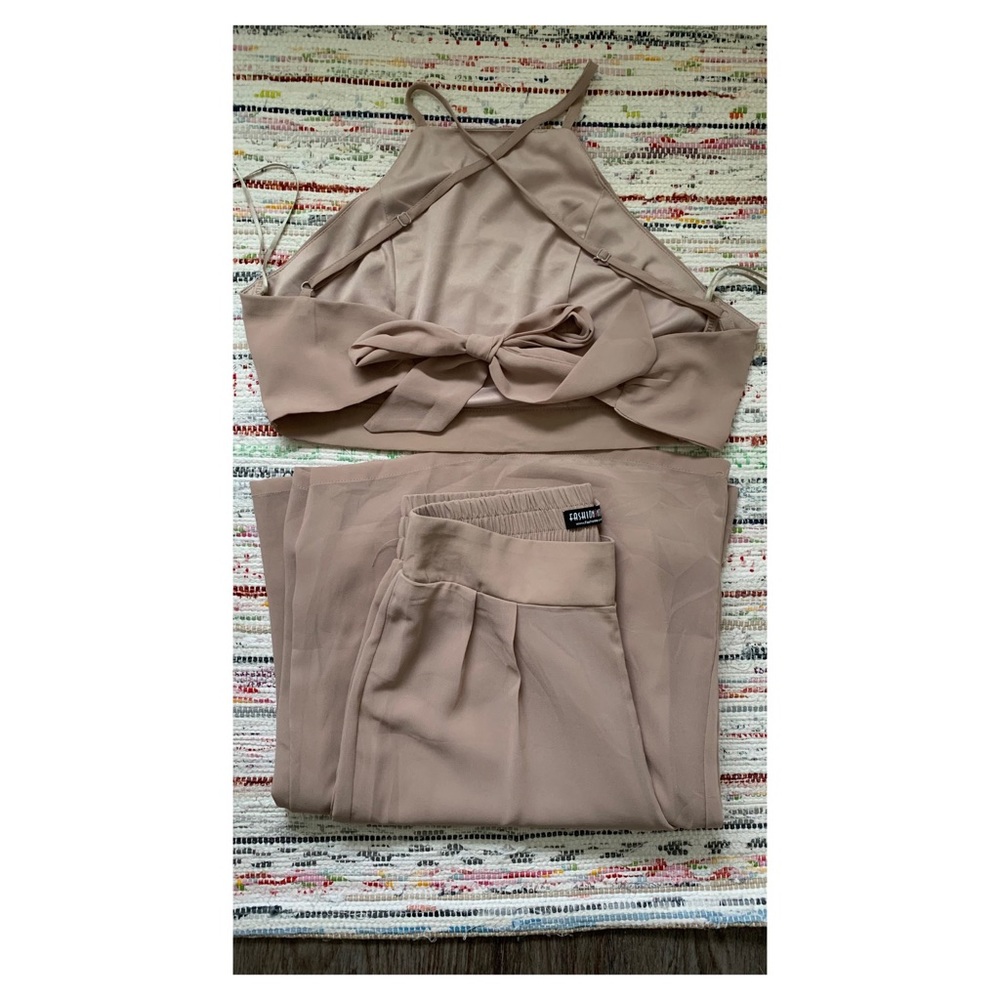 Two piece wide leg pant set